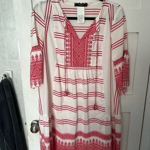 MaxMara Red and White Striped Dress